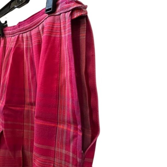 Vintage Red & Pink Plaid Pleated Midi Skirt - Picture 4 of 9